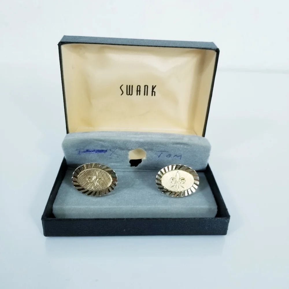 Swank Vintage 70s Cufflinks in box gold tone